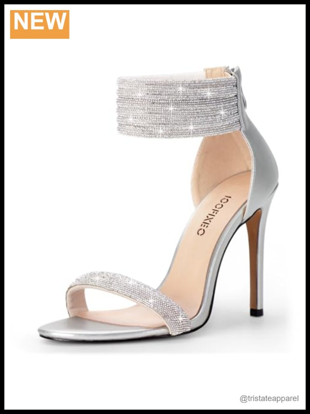 Rhinestone High Heeled Sandals Open Toe Ankle Strap Stiletto Heel